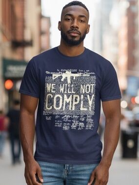 Blue Graphic T-Shirt with White Text